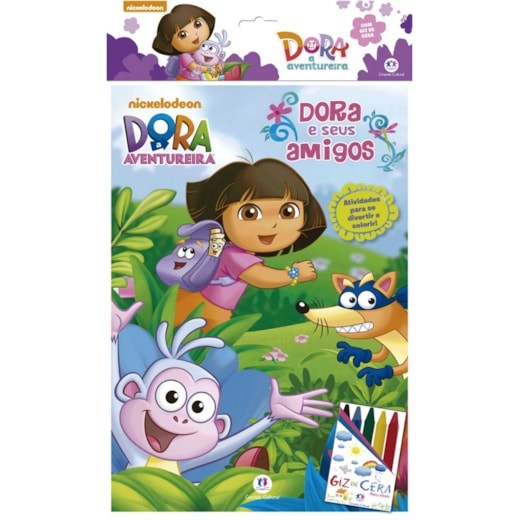 Livro Kit de colorir Dora, a aventureira - com giz de cera