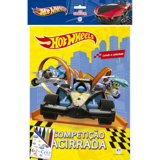 Livro Kit de colorir Hot Wheels - com giz de cera