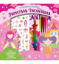 Livro Kit de colorir Princesas encantadas - Kit livro com lapiseira, lápis borracha e adesivos