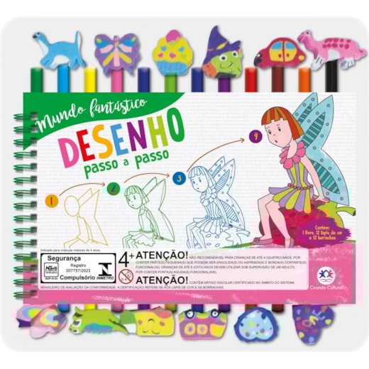 Livro Kit escolar -  borrachas Mundo fantástico