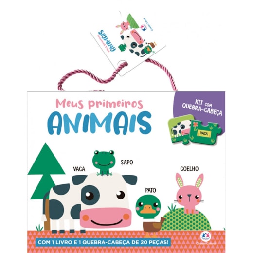 Livro Kit livro com quebra-cabeça Meus primeiros animais - Kit com livro e quebra-cabeça de 20 peças
