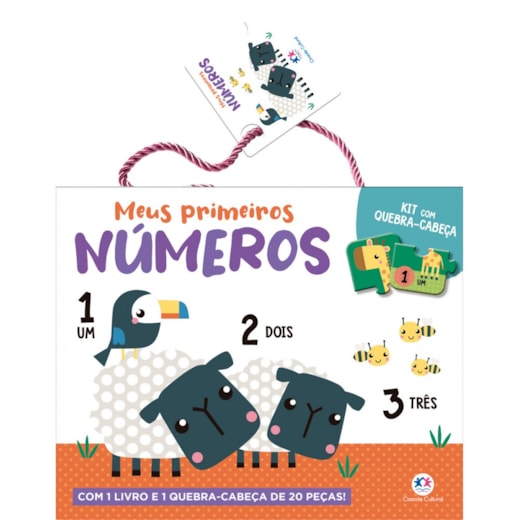 Livro Kit livro com quebra-cabeça Meus primeiros números - Kit com livro e quebra-cabeça de 20 peças