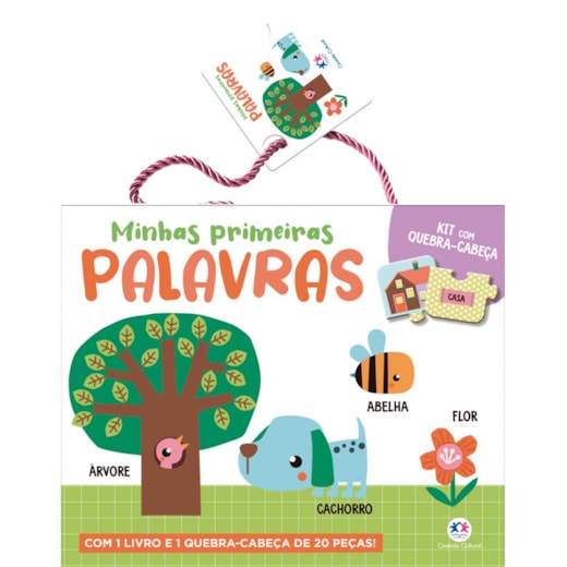 Livro Kit livro com quebra-cabeça Minhas primeiras palavras - Kit com livro e quebra-cabeça de 20 peças