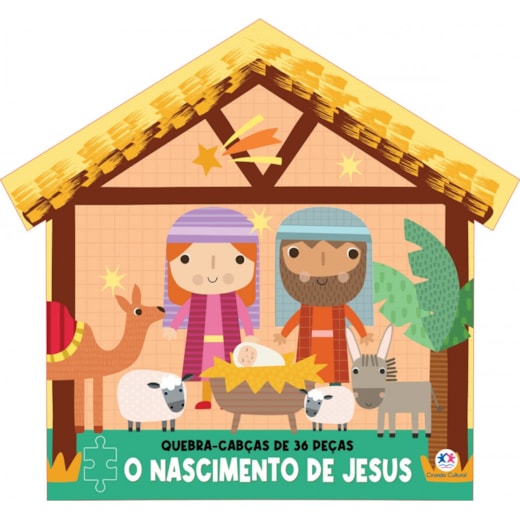 Livro Kit livro com quebra-cabeça O nascimento de Jesus - Livro com Quebra Cabeça