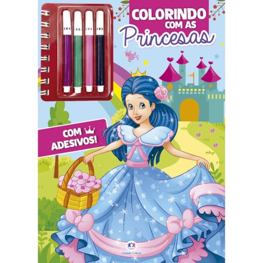 Livro Livro de colorir + canetinhas Colorindo com as princesas