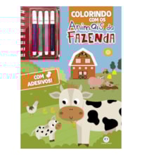 Livro Livro de colorir + canetinhas Colorindo com os animais da fazenda