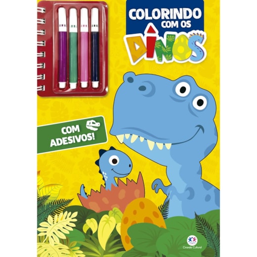 Livro Livro de colorir + canetinhas Colorindo com os dinos