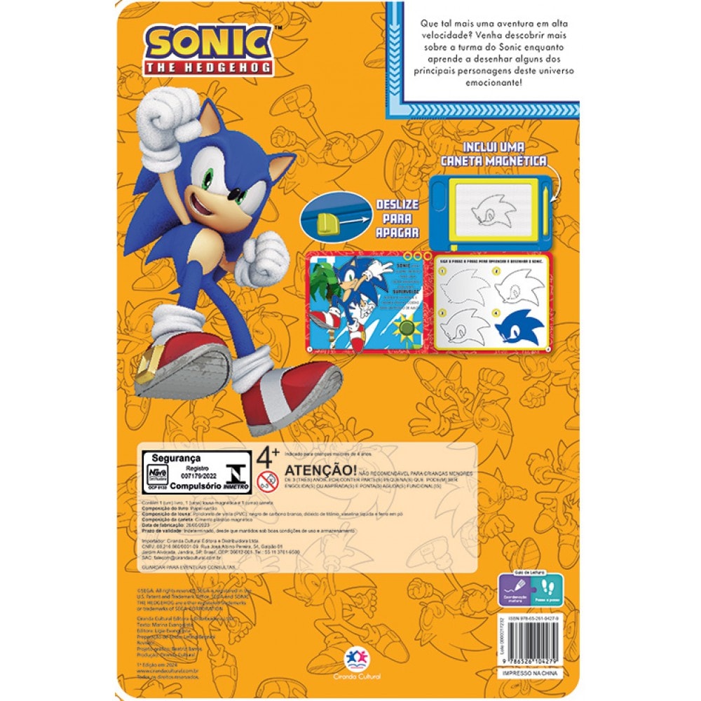 Livro Lousa magnética Sonic - Desenhos da Turma - Ciranda Cultural