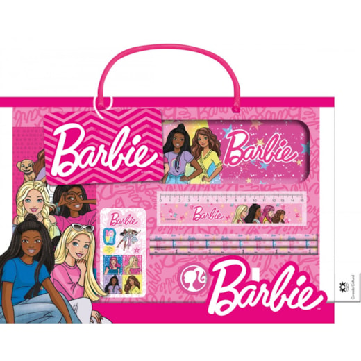 Livro Maleta Barbie - Livro maleta divertida com lápis e cartela de adesivos