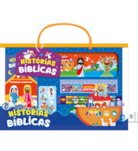 Livro Maleta Histórias bíblicas - Livro maleta divertida com lápis e cartela de adesivos