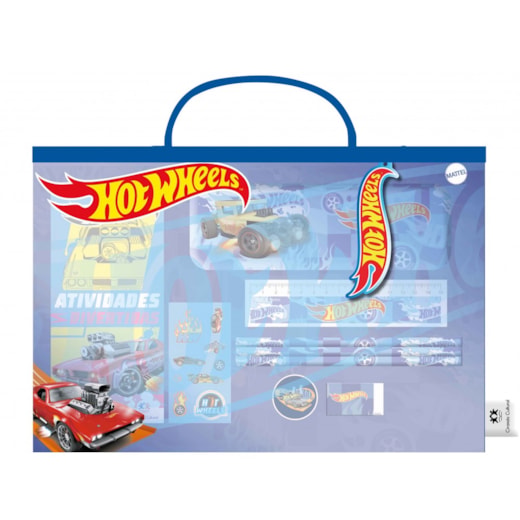 Livro Maleta Hot Wheels - Livro maleta divertida com lápis e cartela de adesivos