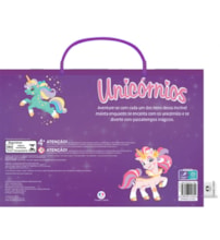 Livro Maleta Unicórnios - Livro maleta divertida com lápis e cartela de adesivos