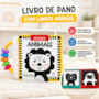 Livro Pano Animais - Livro de alto contraste com chocalho - Coleção Montessori