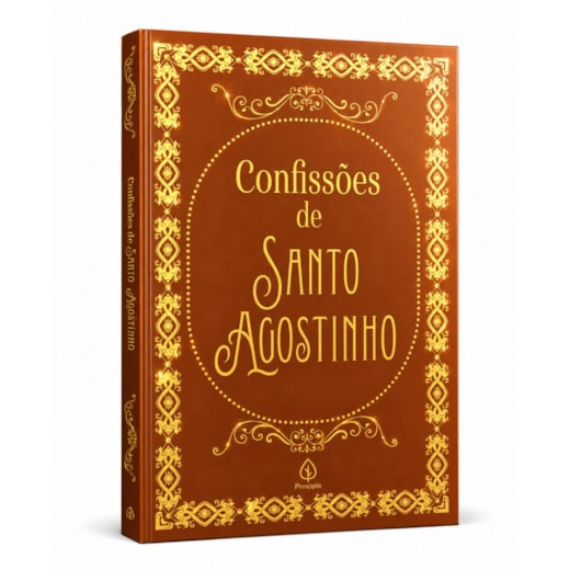 Livro Principis Confissões de Santo Agostinho - Edição Especial de Luxo Almofadada com Bordas Douradas e Fitilho