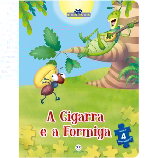 Livro Quebra-cabeça com 20 peças A cigarra e a formiga