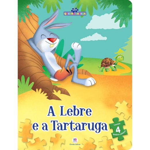 Livro Quebra-cabeça com 20 peças A lebre e a tartaruga