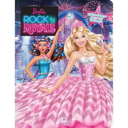Livro Quebra-cabeça com 20 peças Barbie em Rock in Royals