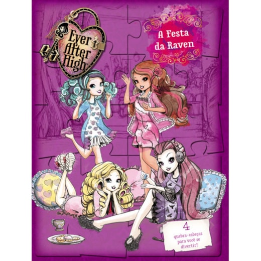 Livro Quebra-cabeça com 20 peças Ever After High - A festa da Raven
