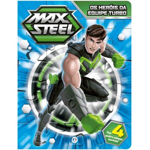 Livro Quebra-cabeça com 20 peças Max Steel - Os heróis da equipe turbo