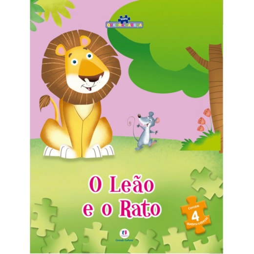 Livro Quebra-cabeça com 20 peças O leão e o rato