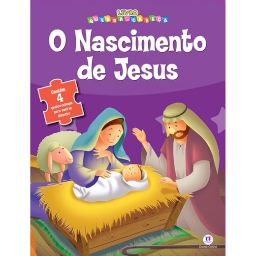 Livro Quebra-cabeça com 20 peças O nascimento de Jesus