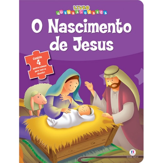 Livro Quebra-cabeça com 20 peças O nascimento de Jesus