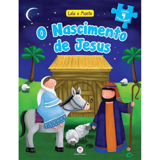 Livro Quebra-cabeça com 20 peças O nascimento de Jesus