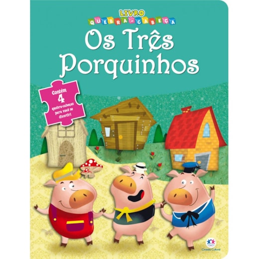 Livro Quebra-cabeça com 20 peças Os Três Porquinhos