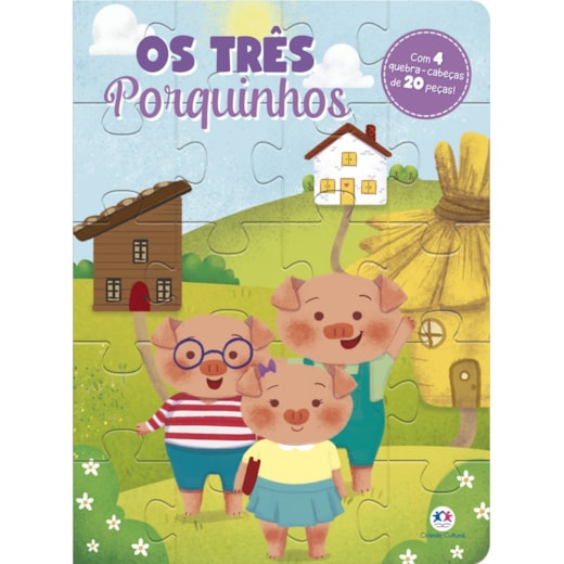 Livro Quebra-cabeça com 20 peças Os três porquinhos