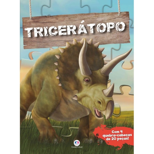 Livro Quebra-cabeça com 20 peças Tricerátopo