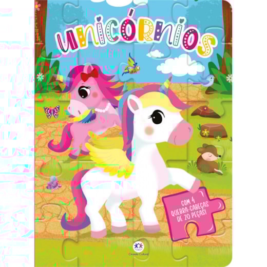 Livro Quebra-cabeça com 20 peças Unicórnios