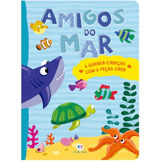 Livro Quebra-cabeça com 6 peças Amigos do mar