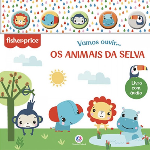 Livro Sonoro Fisher-Price - Vamos ouvir os animais da selva - Livro sonoro com botão de silicone