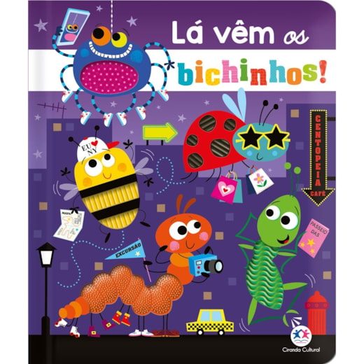 Livro Toque e sinta Lá vêm os bichinhos!