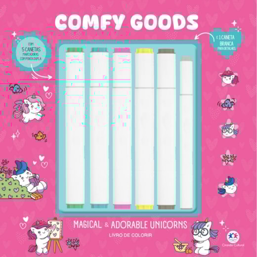 Magical e Adorable unicorns - Livro de Colorir com 6 Marcadores