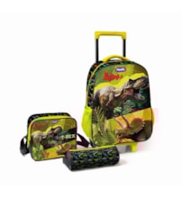 Mochila de rodinhas com estojo e lancheira - Dinossauro T-REX Mochila de rodinhas com estojo e lancheira - Dinossauro T-REX