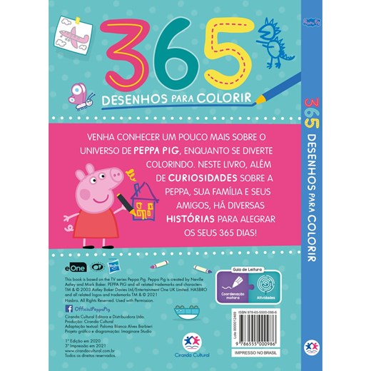 Peppa Pig - 365 Desenhos para colorir [paperback] Blanca Alves Barbieri,  Paloma: Ciranda Cultural: 9786555000986: : Books